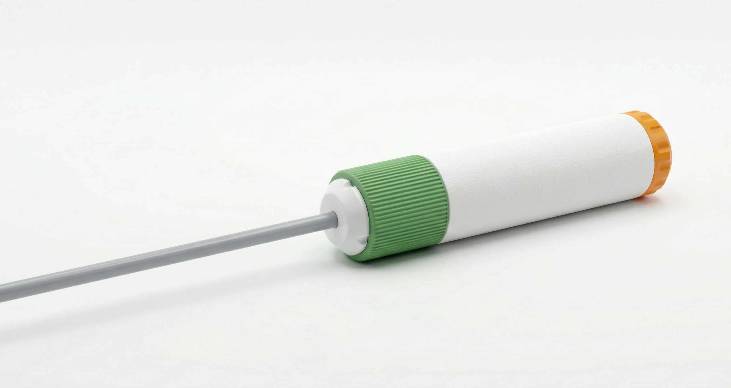 OpenGrip Duo — steerable catheter handle, ¾ view